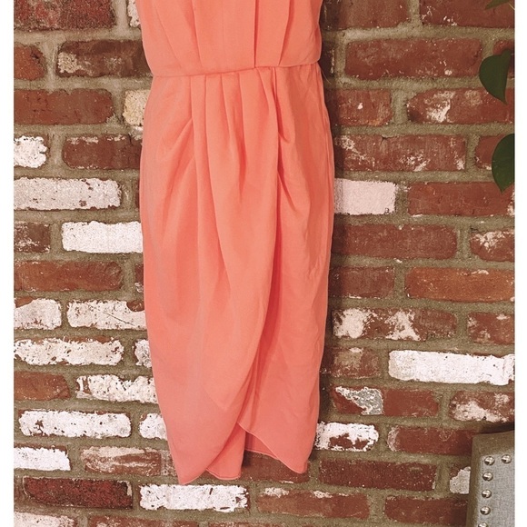 New CHELSEA28 Faux Wrap Dress In Coral Peach Size XXS - Picture 6 of 8